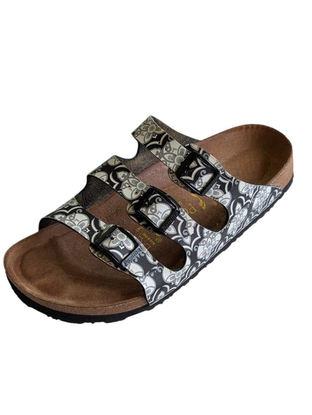 Papillio, Birkenstock, Florida Black And White Geometric Pattern Sandals. Sz 11